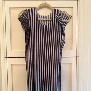 Issey Miyake Pleats Please Stripped Dress with Slit Sleeves